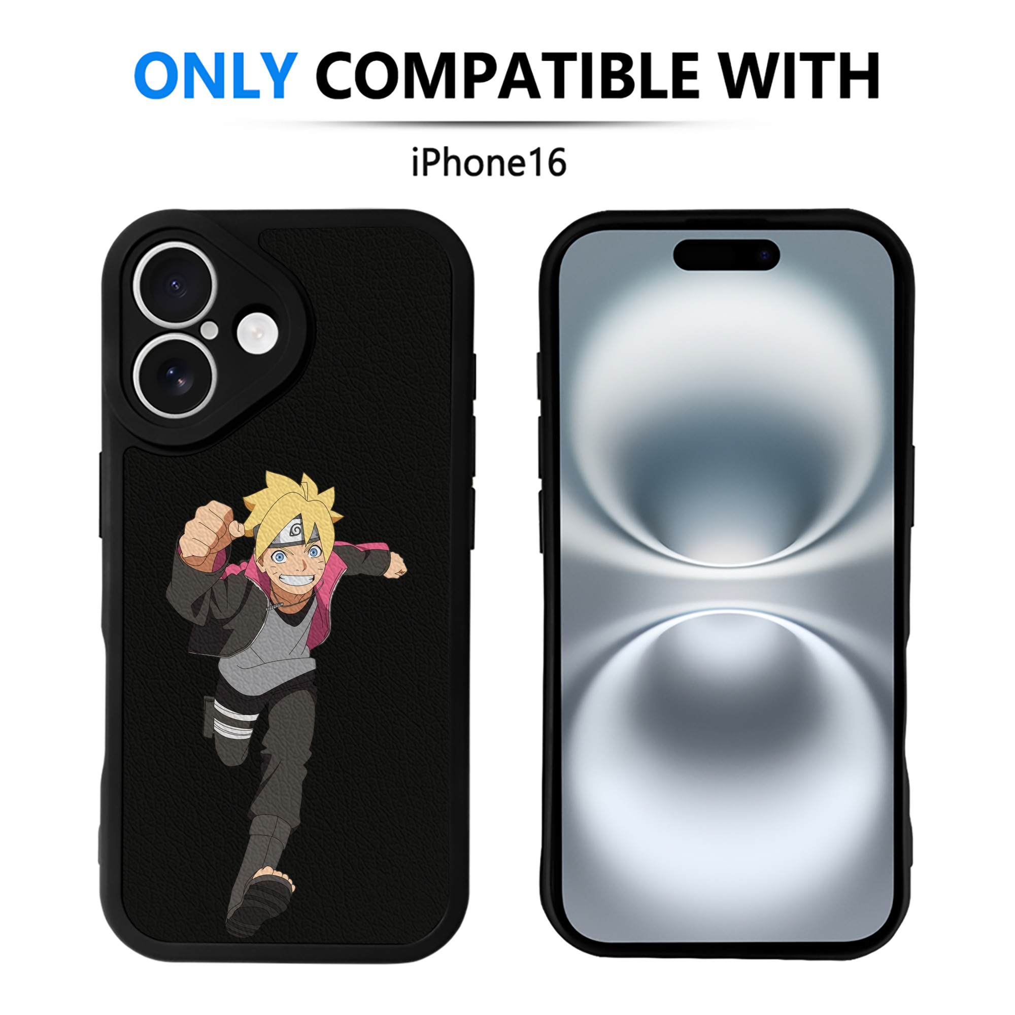 （画像用） NARUTO -ナルト- うずまき ボルト Uzumaki Boruto 【iPhone 16シリーズ対応】シリコンスマホケース（レザー調） 材質：シリコン